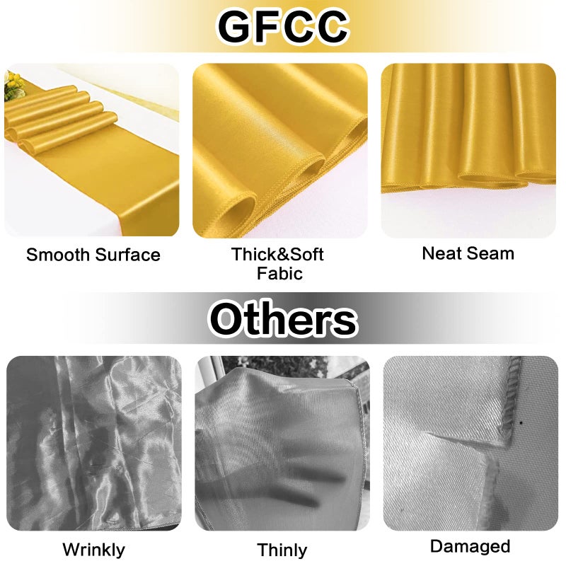 GFCC Pack of 10 Gold Satin Table Runner 12 x 108 Inches for Wedding Party Events Decoration - Image 2